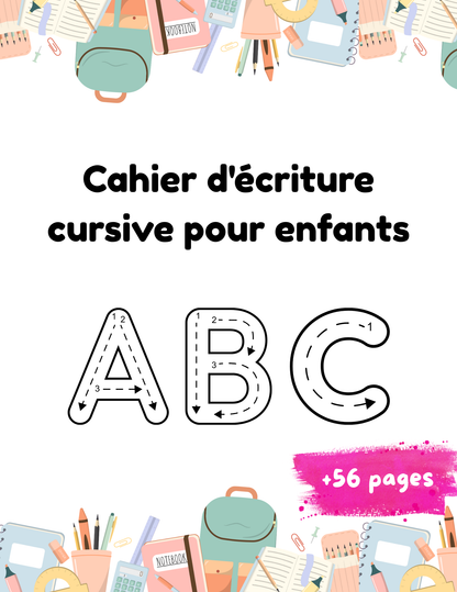 Cahier d'écriture cursive pour enfants : l'art d'écrire avec style